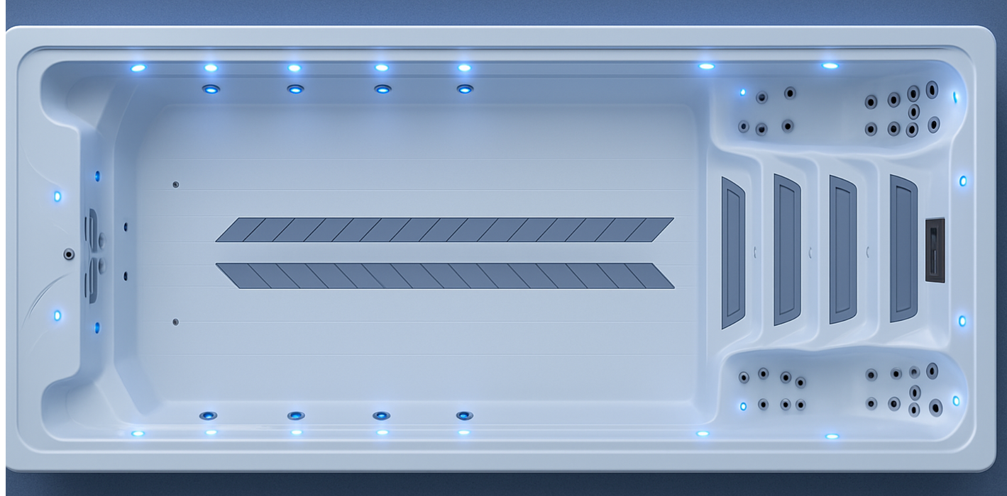 Infinitypool SwimSpa – Grösse 700 x 300 x 147 cm