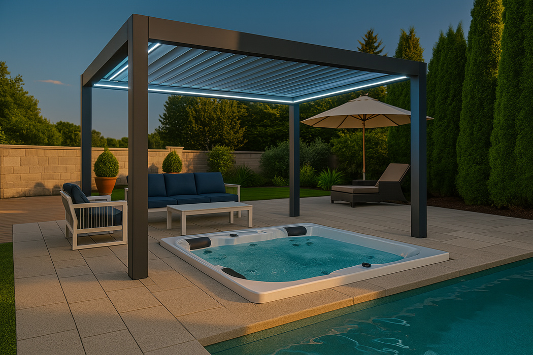 OceanusMax Ultra  – Die Premium-Pergola für höchste Ansprüche mit  RGB-Beleuchtung