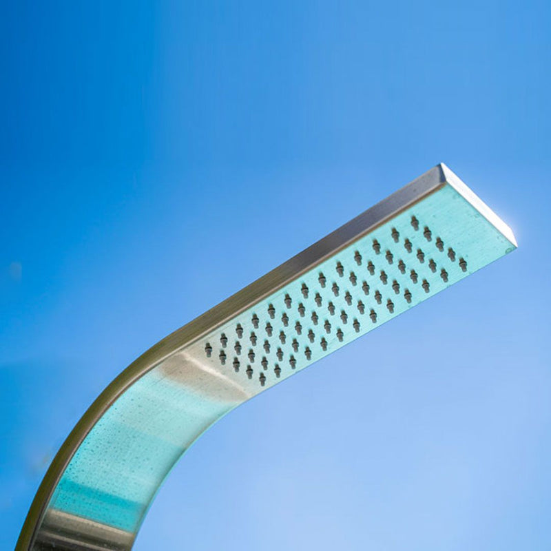 Eichenwald® Gartendusche HELENA – Edelstahl-Aussendusche mit WPC-Bodenplatte