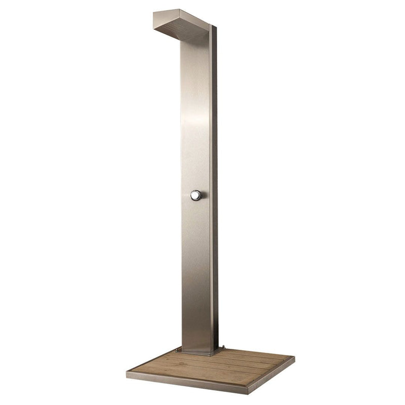 Eichenwald® Solardusche MAYA – Edelstahldusche mit Bodenplatte aus WPC