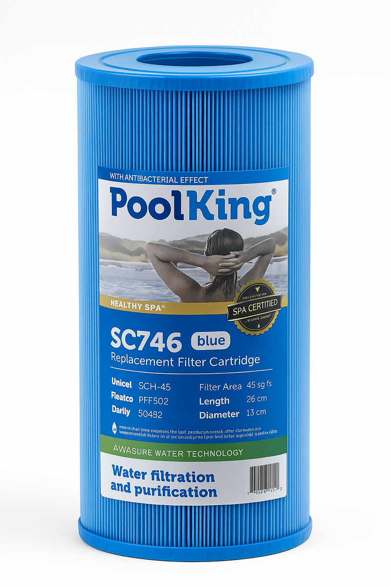 Pool King Kartuschenfilter SC746 Blue – Antibakterieller Ersatzfilter für Freeflow Spas