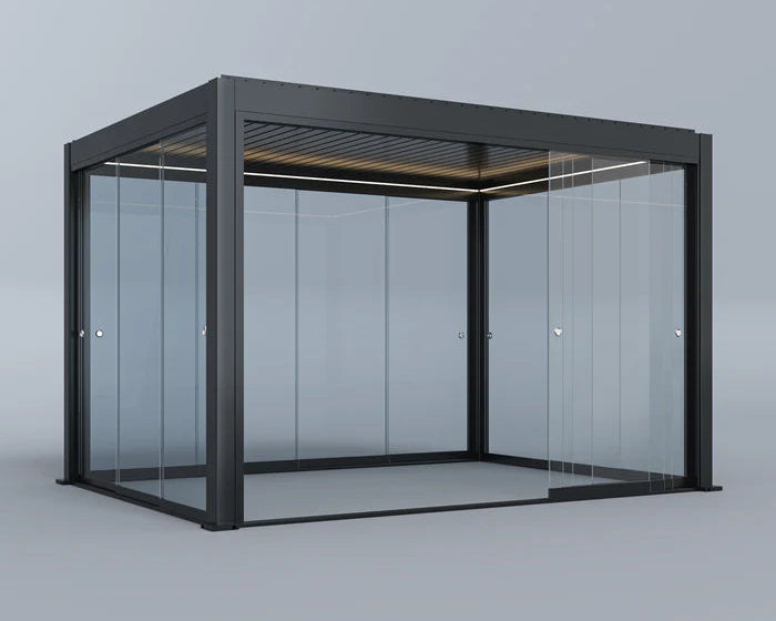 Oceanus Pergola Glasschiebewände – Eleganz und Schutz in Glas